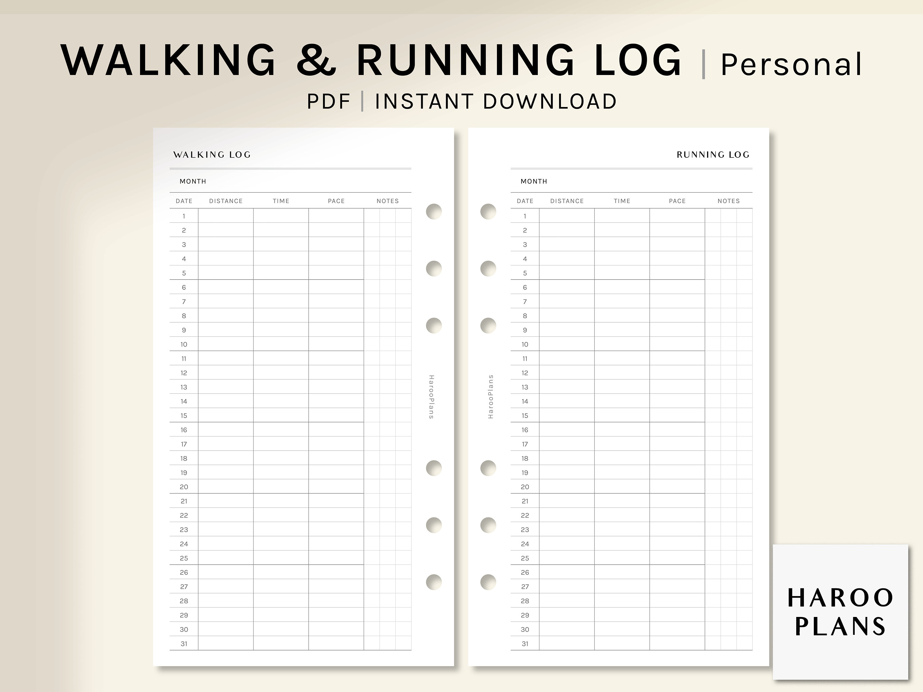 Walking & Running Log | Personal Printable Planner Inserts | Health ...
