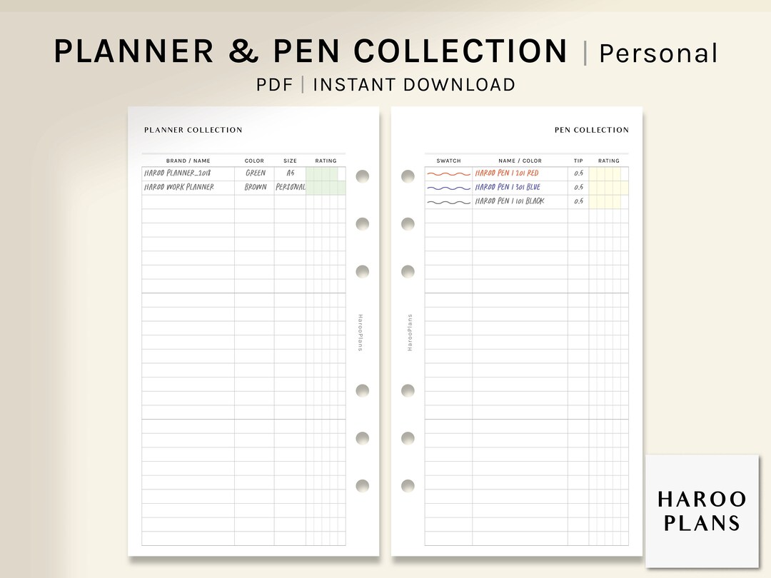 Planner &amp; Pen Collection | Personal Size Printable Planner Inserts ...