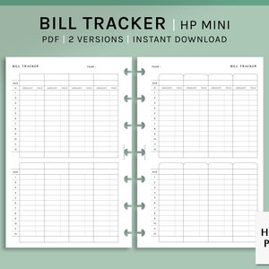 Geldschein Tracker | HP Mini druckbare Happy Planer Einlagen | Ausgabelogbuch | Checkliste Rechnungszahlung | Buchhaltungsvorlage PDF | Digitaler Download