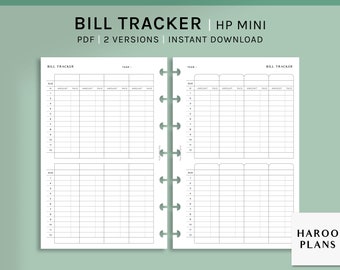Bill Tracker | HP Mini Printable Happy Planner Inserts | Spending Log ...