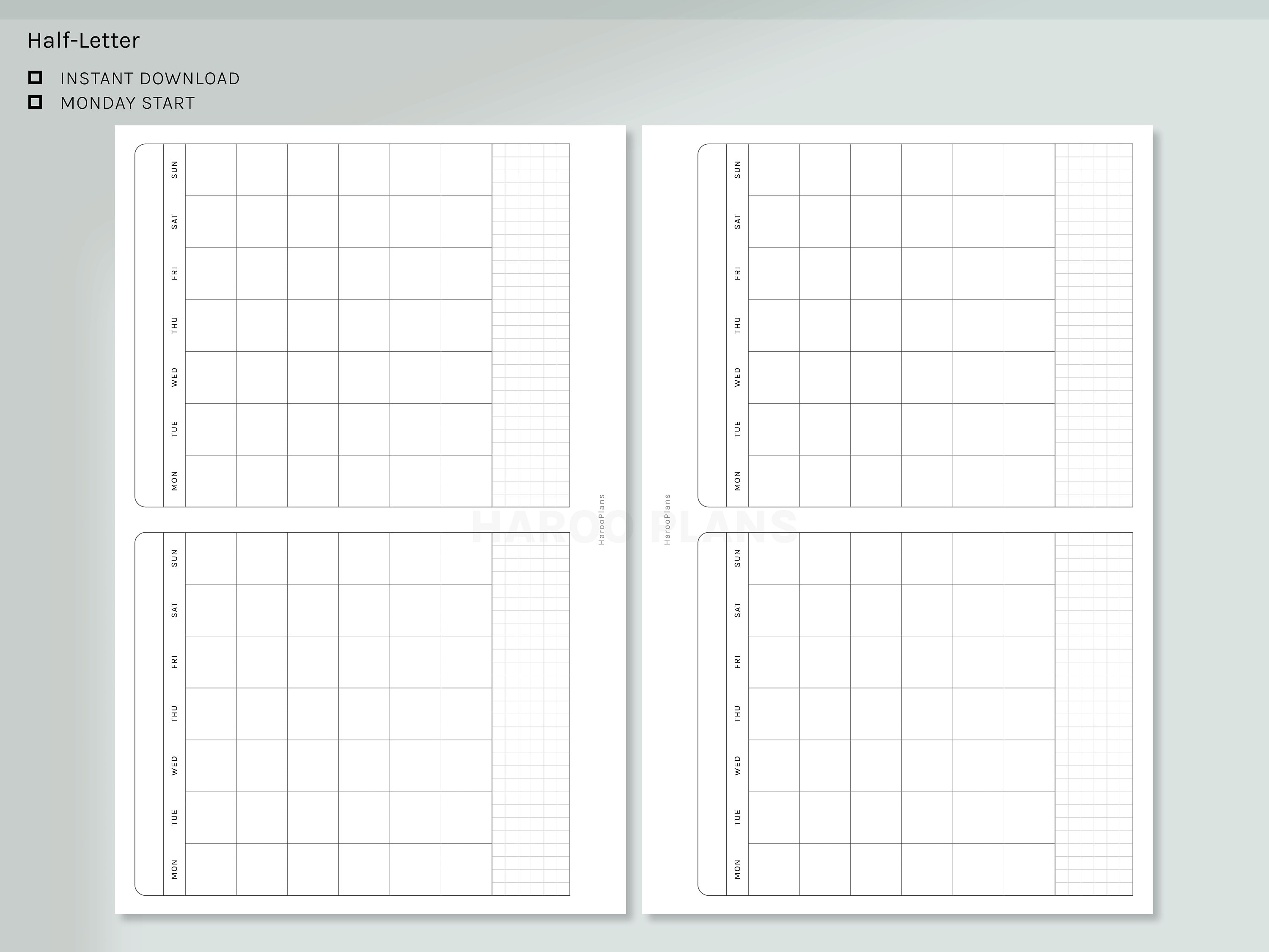 2 Month Calendar Half-letter Size Printable Planner Inserts - Etsy