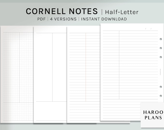 Cornell Notes Set| A5 | Printable PDF | Planner Inserts Template |lined ...
