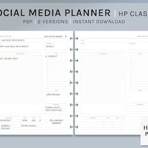 Content Planner | HP Classic Printable Inserts | Social Media Posting Idea Notes Template | Contents Post Schedule PDF | Digital Download