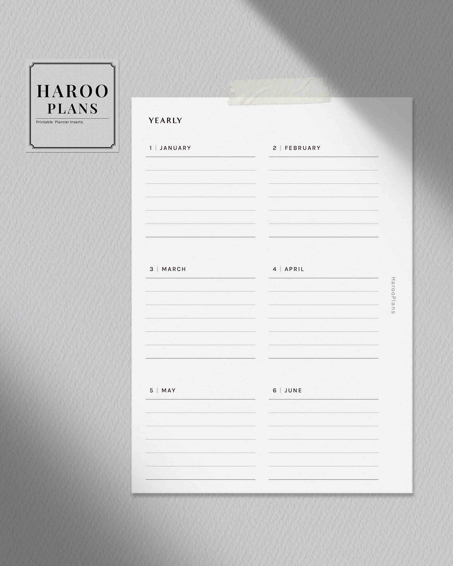 Yearly Planner | A6 Size Printable Inserts | Undated Yearly Overview ...
