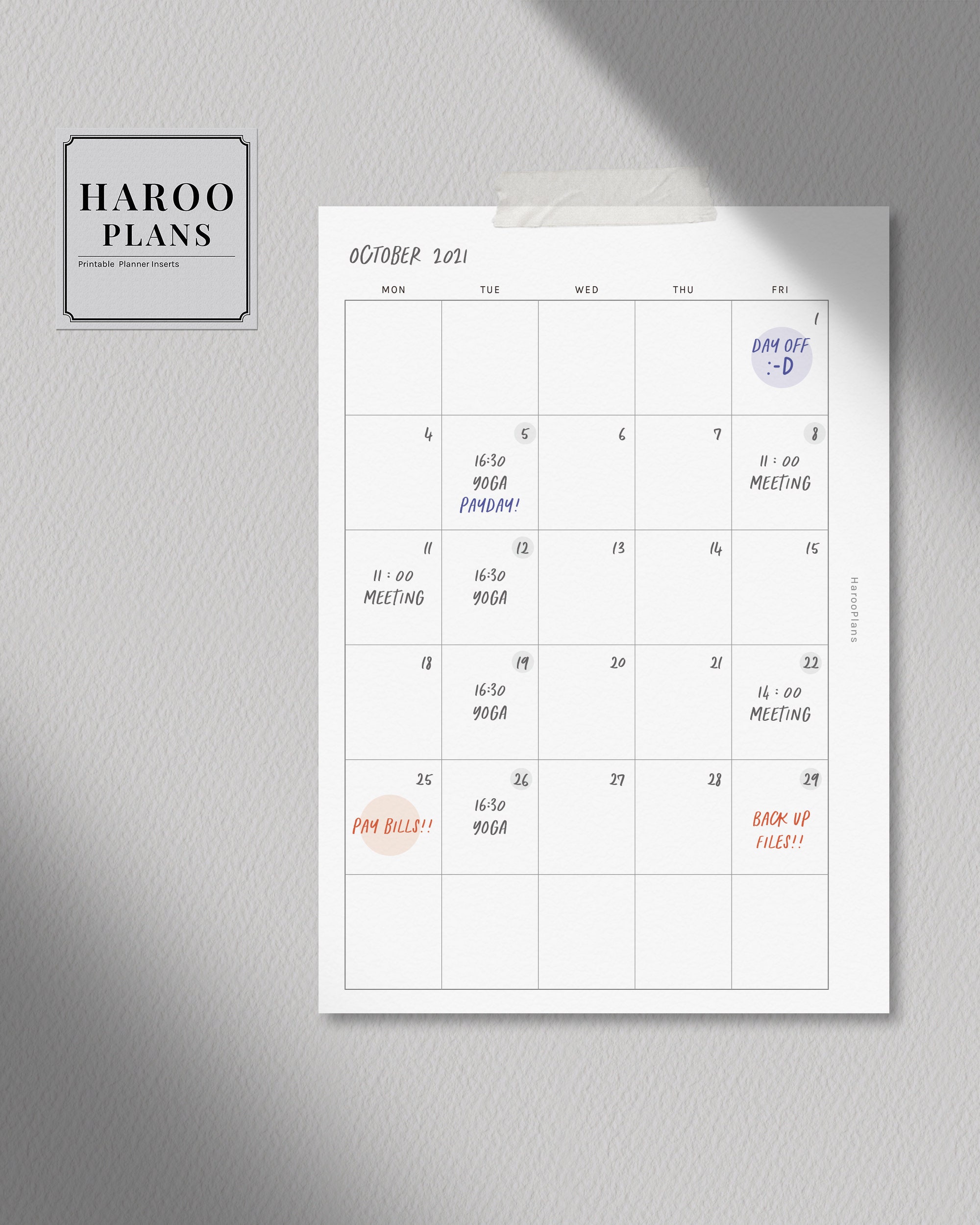 Undated Monthly Planner | Personal Wide Printable Inserts | Simple MO2P ...