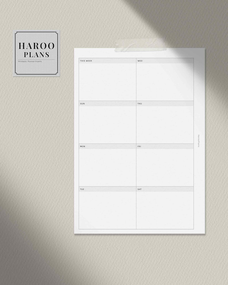 Buy Weekly | A5 Printable Planner Inserts | Simple WO1P Template | Week ...