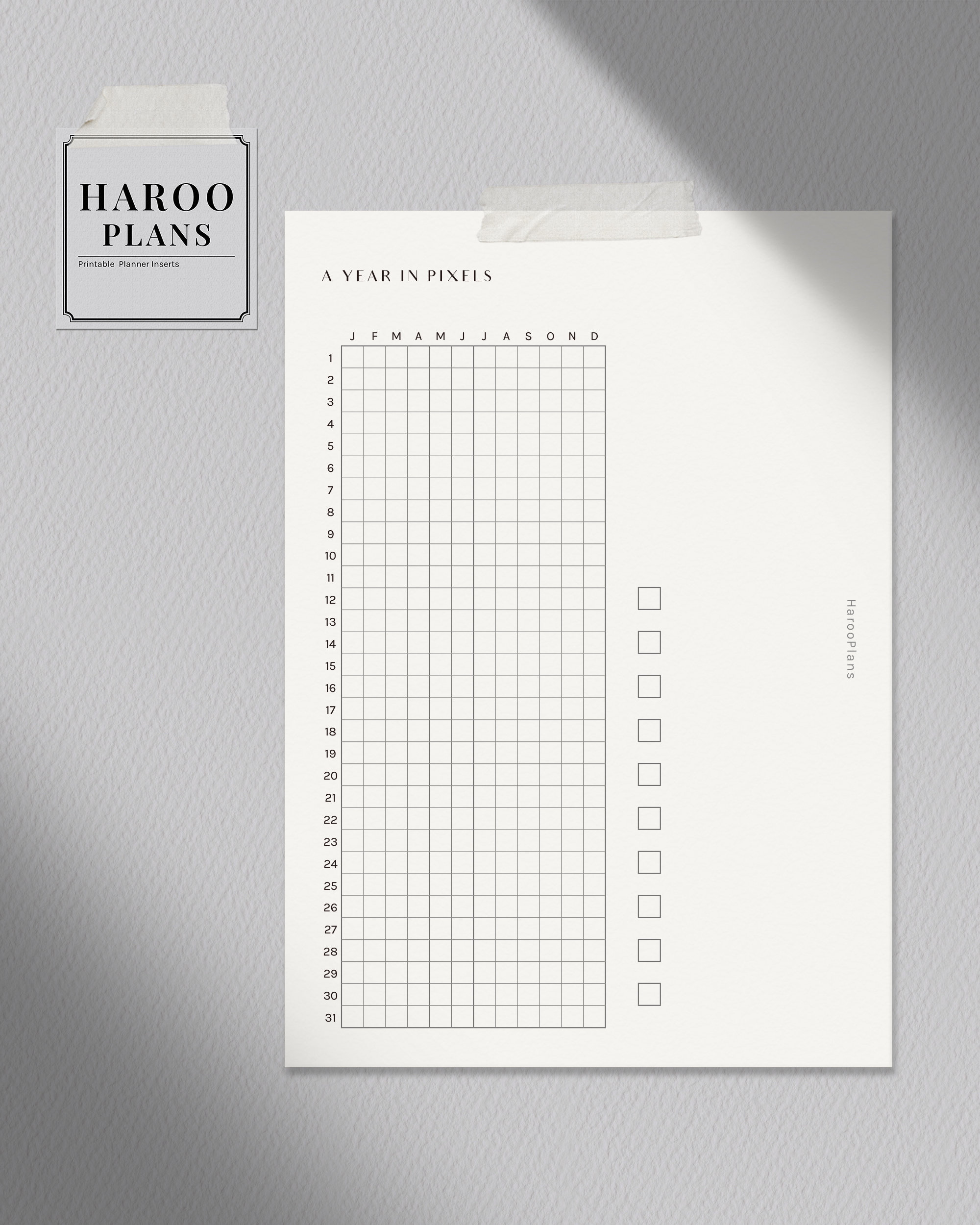 A Year in Pixels | A6 | Printable Planner Inserts | Mood Tracker ...