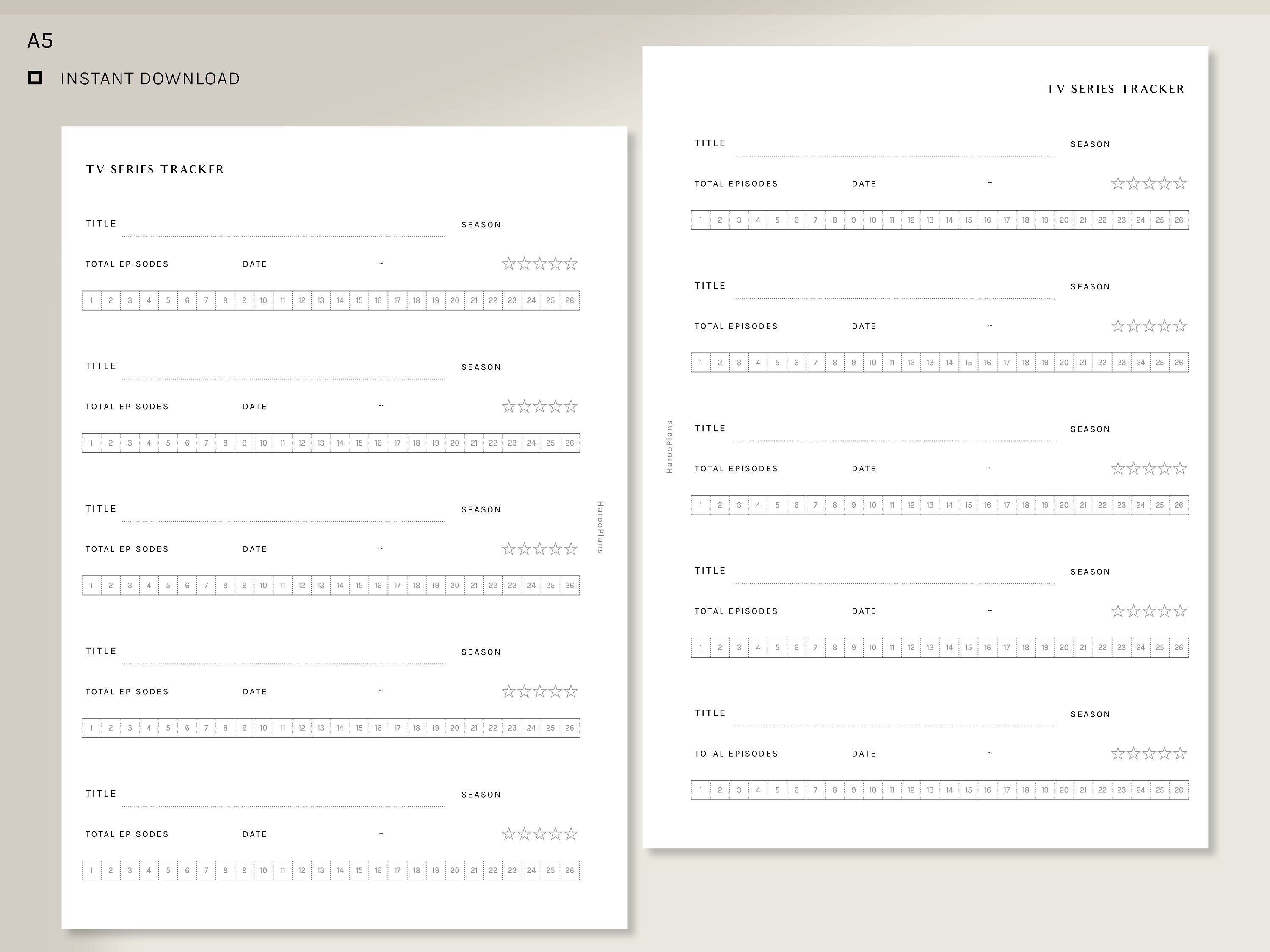 TV Series Tracker Printable Inserts A5 TV Show Checklist - Etsy