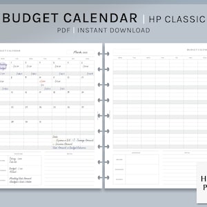 Budget Calendar | HP Classic Printable Happy Planner Inserts | Monthly Financial Template | Income and Expense Log PDF | Digital Download