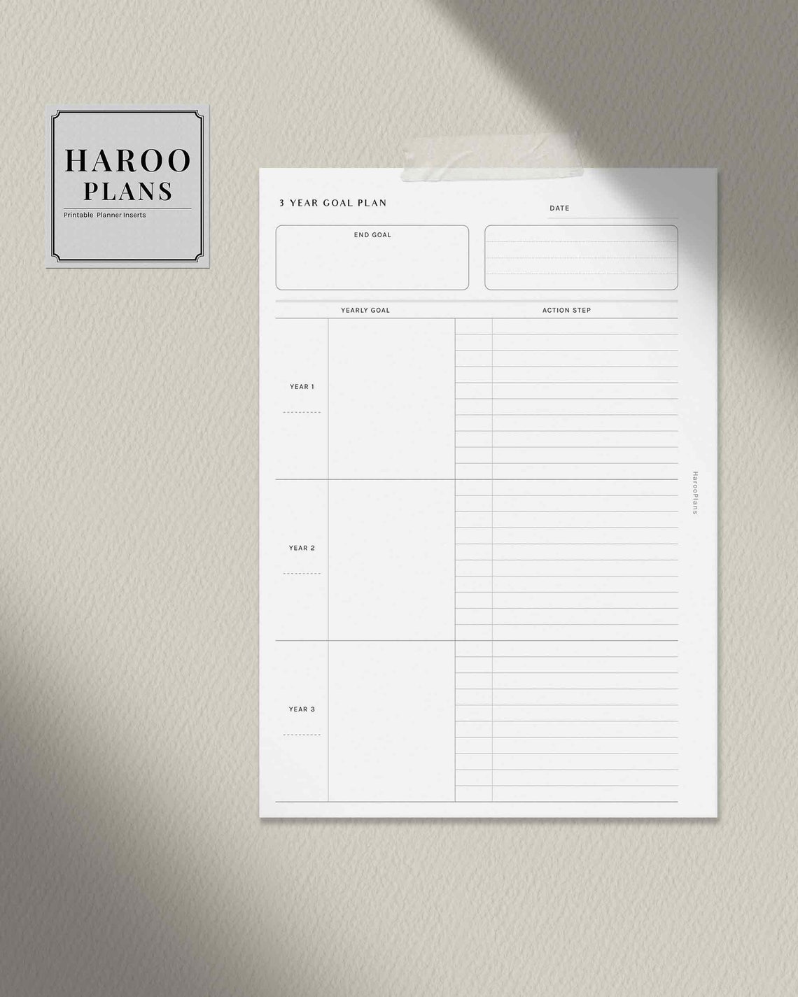 3 and 5 Year Goal Planner | A5 Printable Inserts | Life Goal Action ...