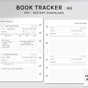 Bokspårning | Utskrivbara A6-kalenderinlägg | Mall för läsningslogg i PDF-format | Enkelt läsvanespårningsblad | Digital nedladdning