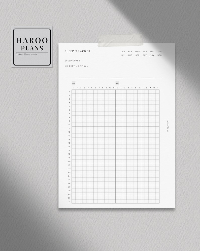 Sleep Tracker Sheet | Personal Wide Printable Planner Inserts ...