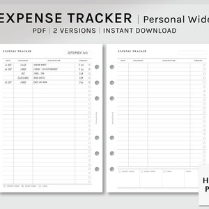Spesenverfolgung | Personal wide Printable Inserts | Ausgabenbuch Vorlage | BudgetPlaner Layout PDF | | Digitaler Download