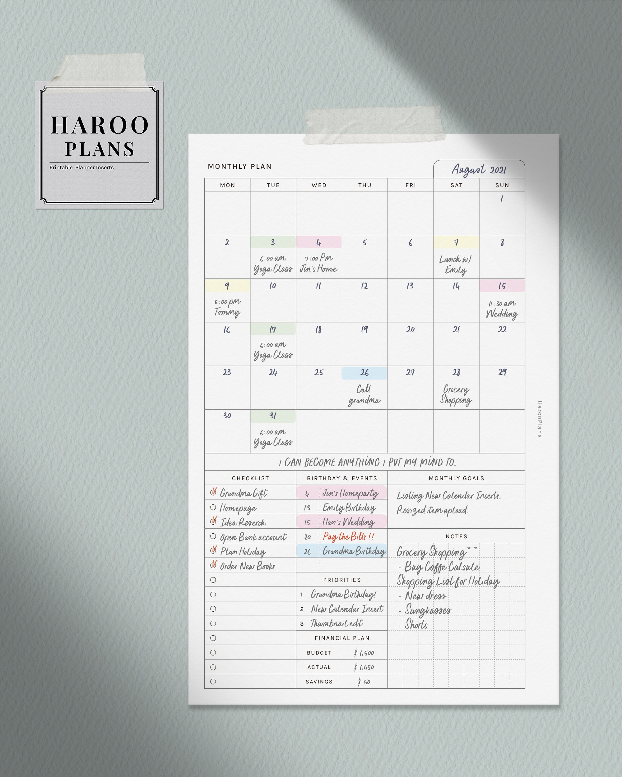 Monthly Overview Half-letter Size Printable Planner Inserts | Etsy