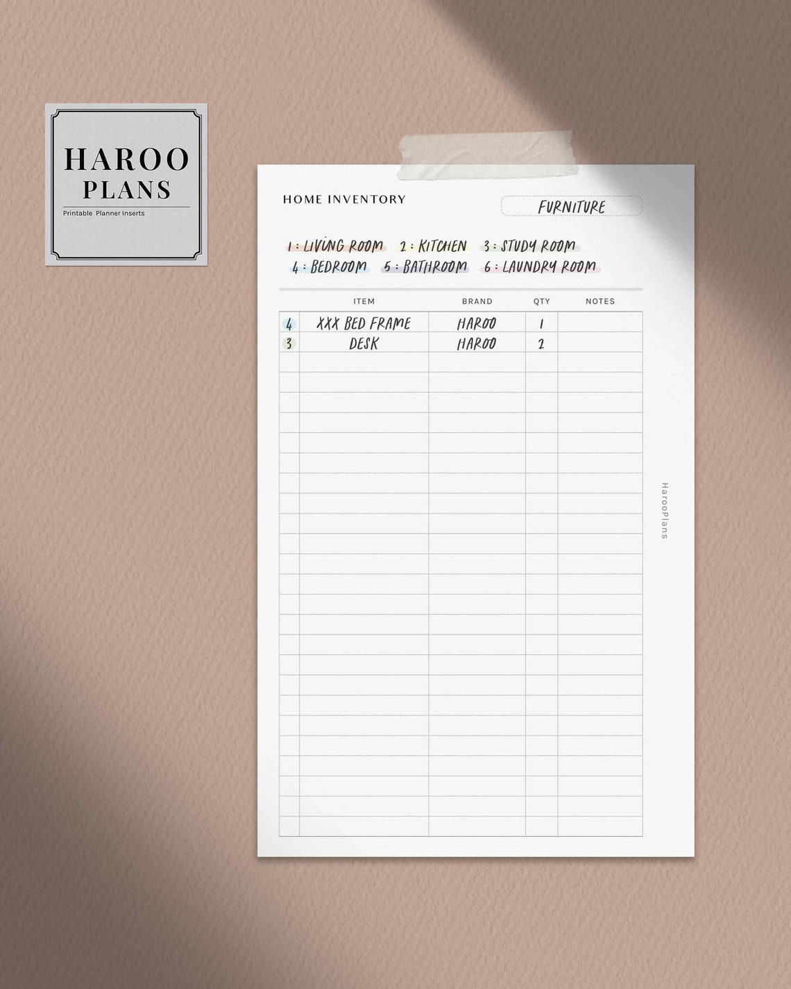 Home Inventory | FC Compact Printable Planner Inserts | Household ...