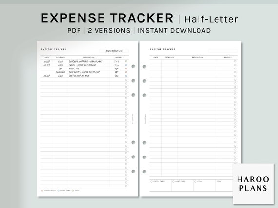 Expense Tracker Half-letter Printable Planner Inserts - Etsy