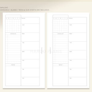 Undated Weekly Planner | Personal Size Printable Inserts | WO1P Layout ...