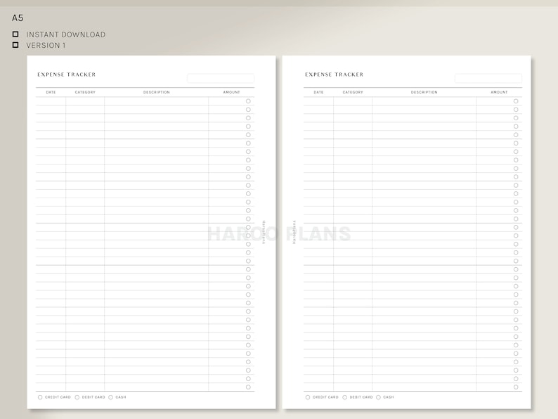 Expense Tracker Printable Inserts | A5 | Spending Log Template | Budget Planner Layout PDF | Financial Planning image 2