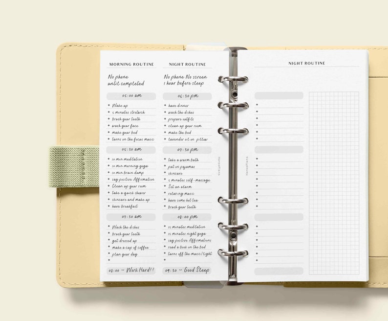 Daily Routine | Personal Size Printable Planner Inserts | Morning and ...