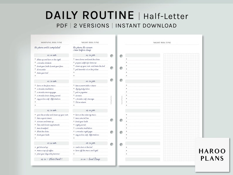 Daily Routine Half Term Daily Routine | Half-letter Ring Printable Planner Inserts | Morning ...
