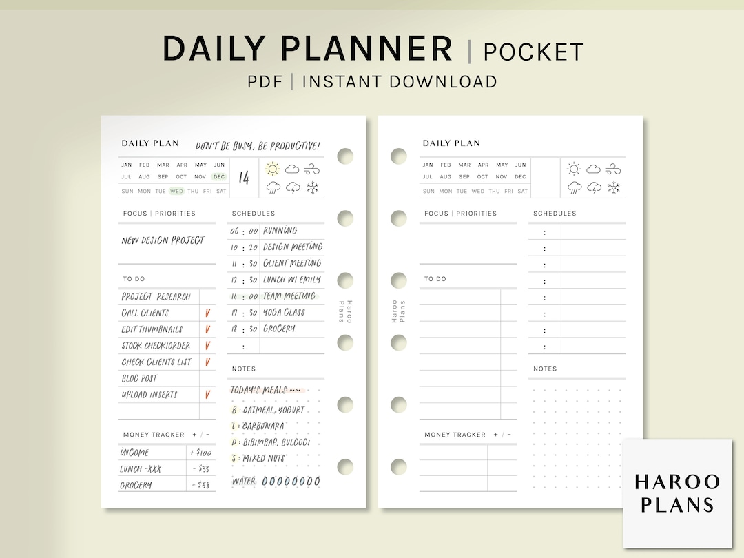 Daily Planner Pocket Size