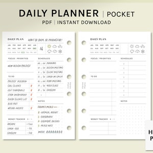 Daily Planner | Pocket Size Printable Inserts | Day Schedule Template | Simple Agenda Refills | DO1P Organizer PDF | Digital Download