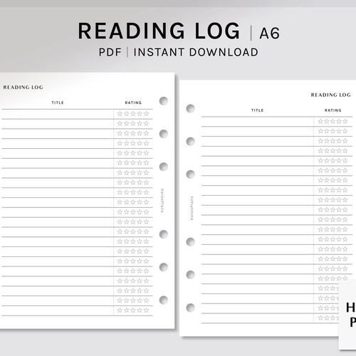 Reading Log Printable A6 Book Tracker Template PDF - Etsy