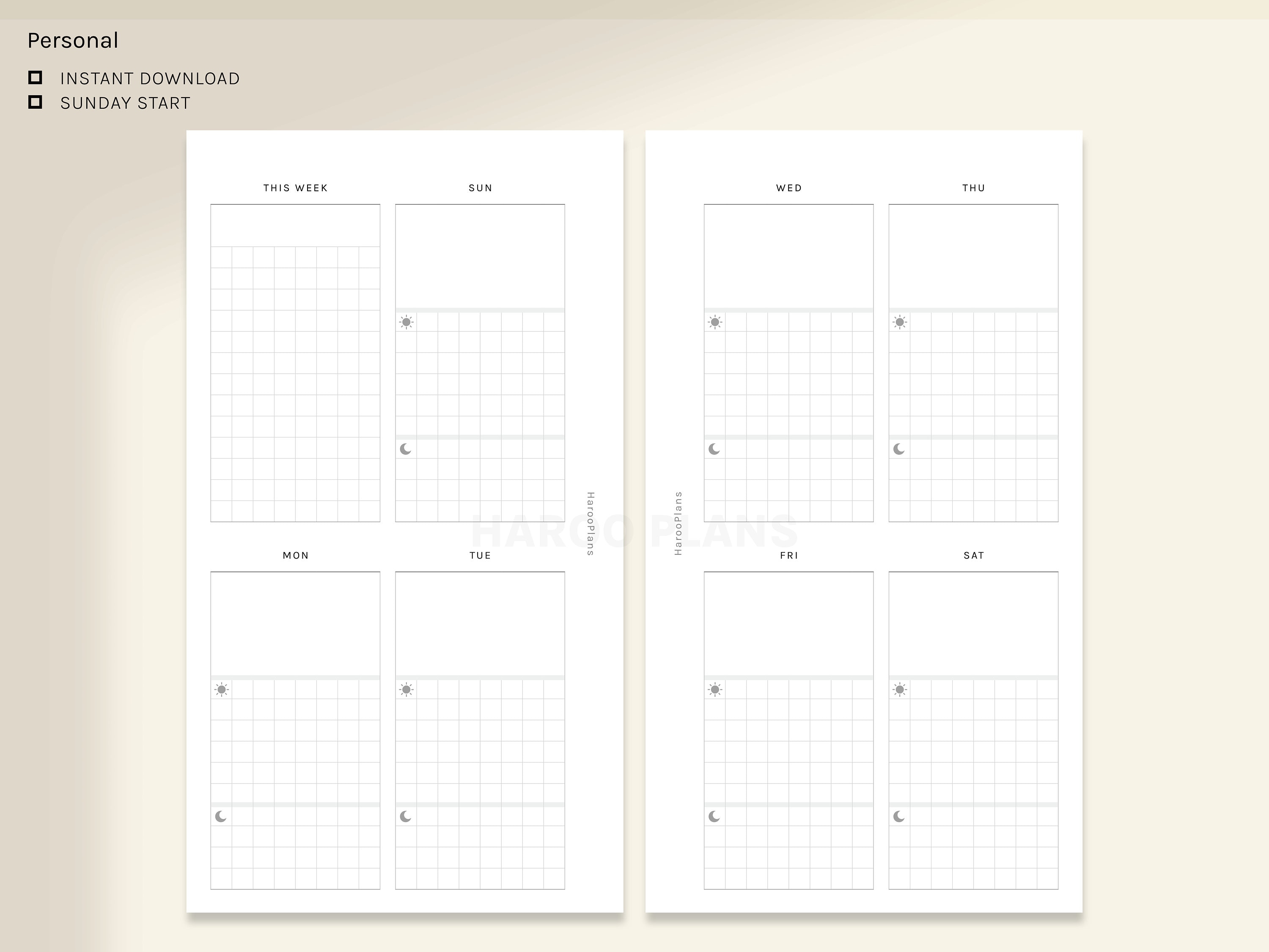 Weekly Planner | Personal Size Printable Inserts | WO2P Layout Template ...