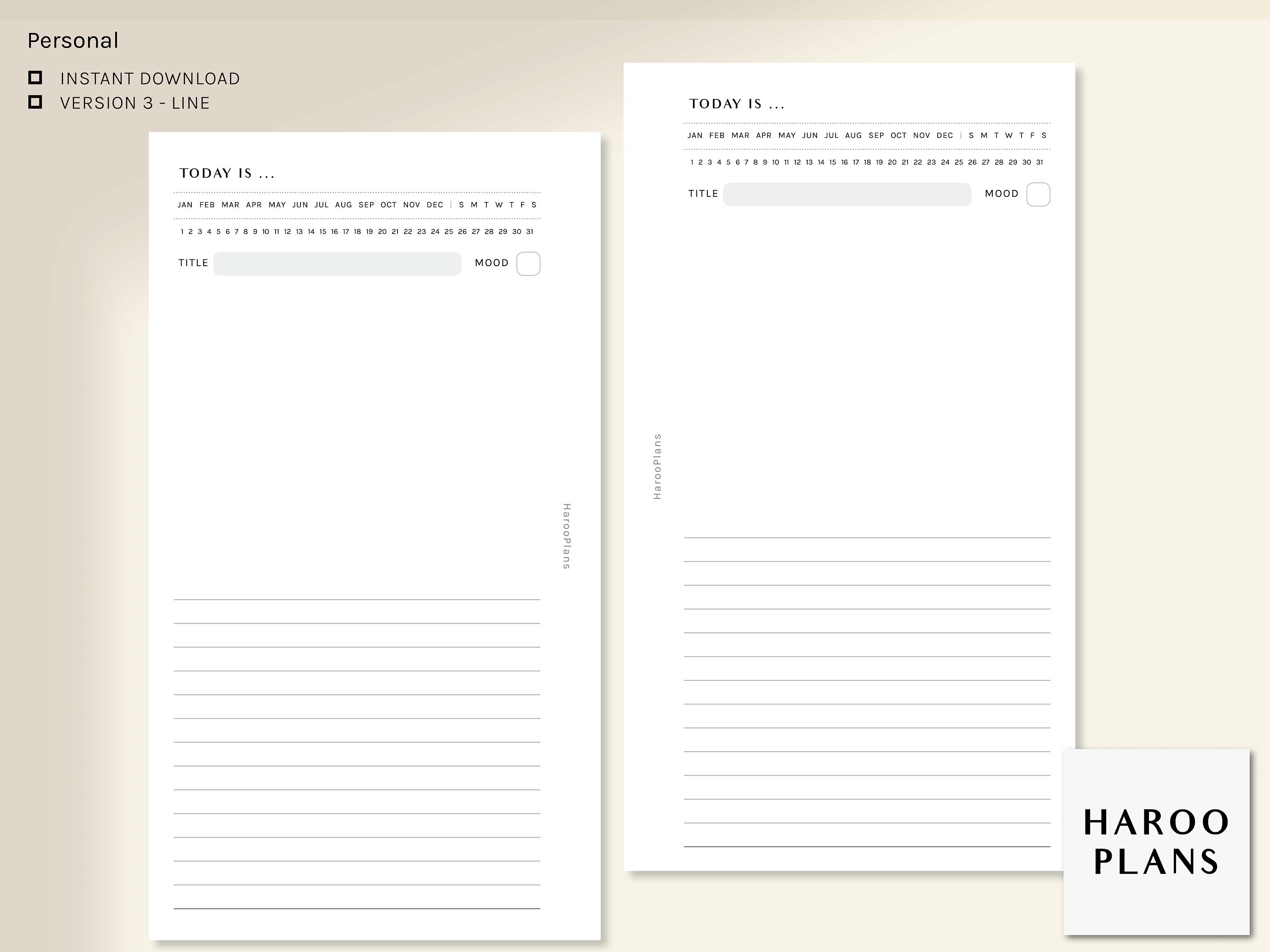 Daily Diary | Personal | Printable Planner Inserts | Blank Notepad ...