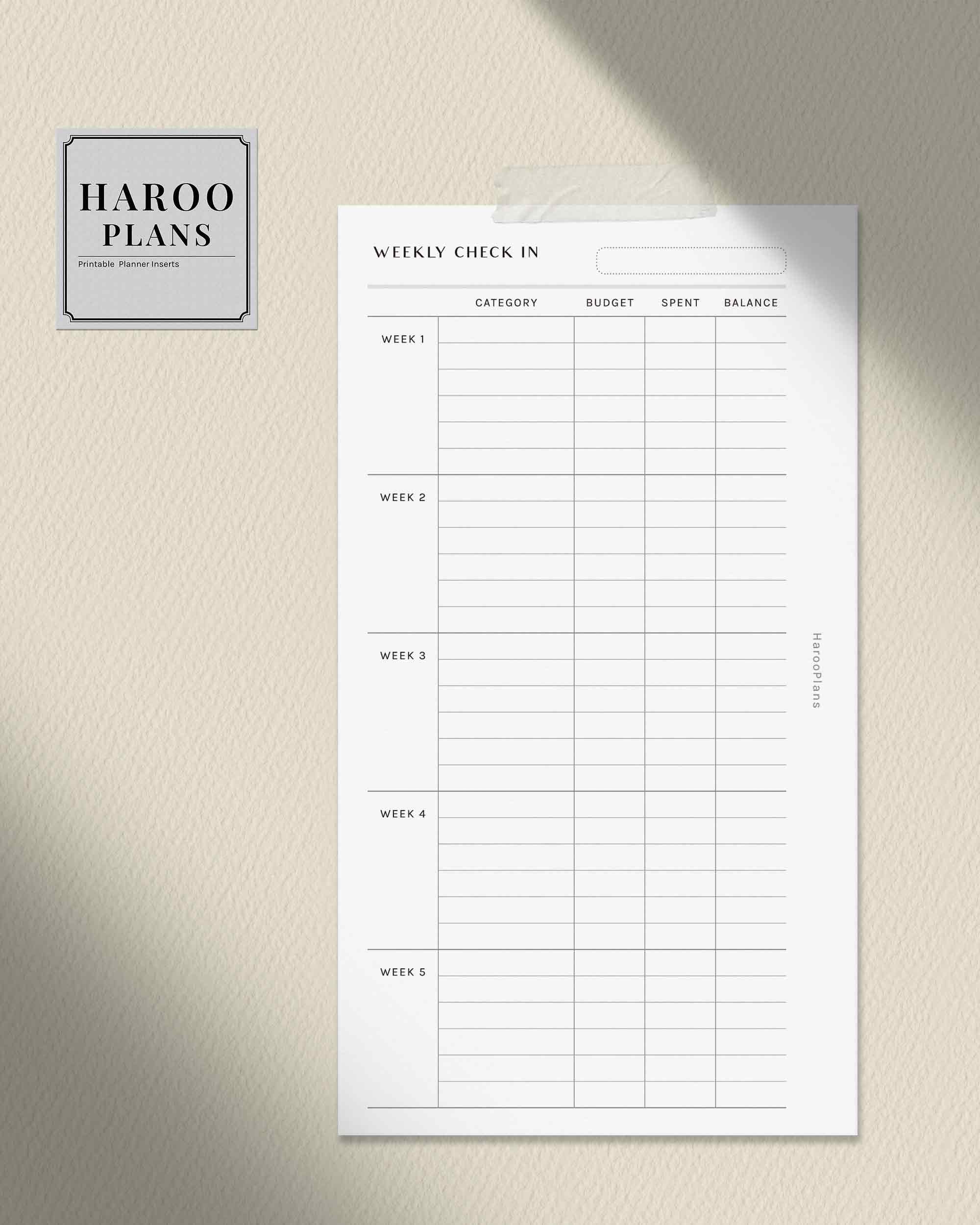 Weekly Budget Check-in | Personal Printable Planner Inserts | Financial ...
