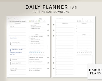 Planificador de tareas diarias / Inserciones de planificador imprimibles A5 / Plantilla de programación diaria / Diario de hoy / Bloc de notas del plan de día sin fecha / Descarga digital