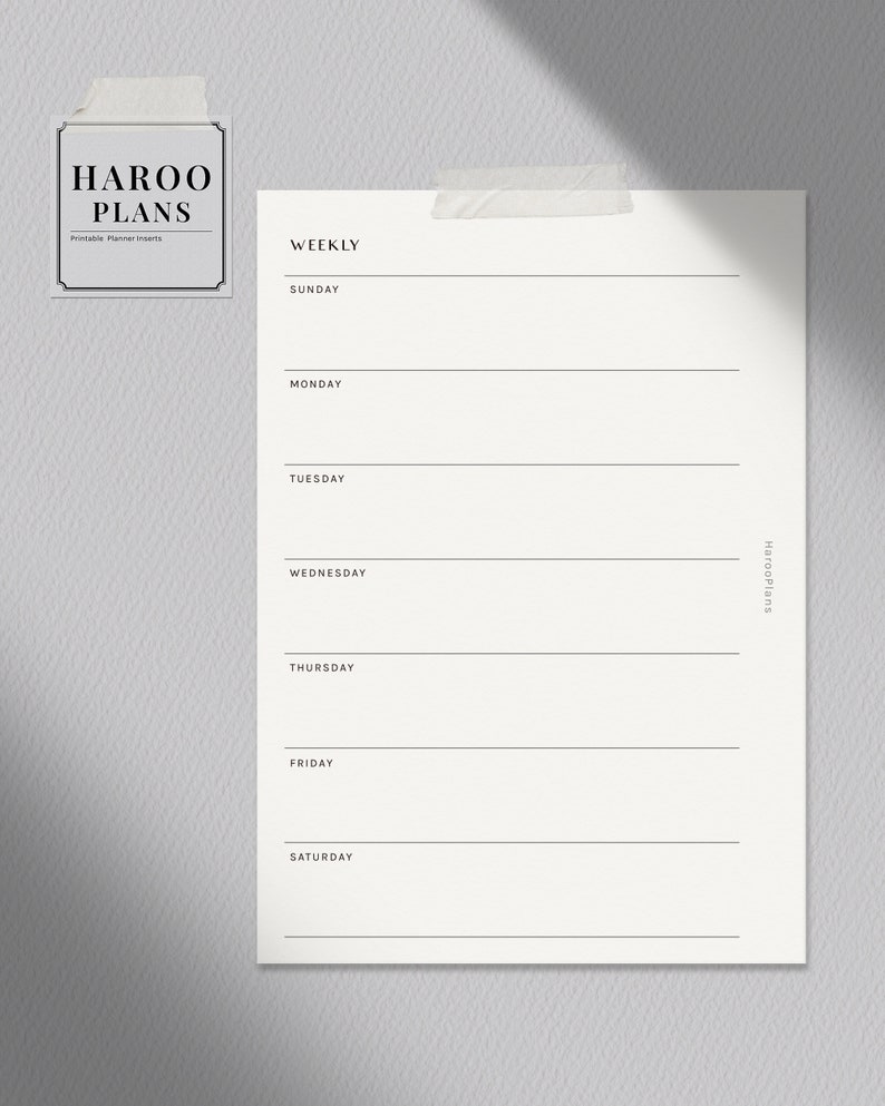 Undated Weekly A6 Printable Planner Inserts WO1P Layout - Etsy