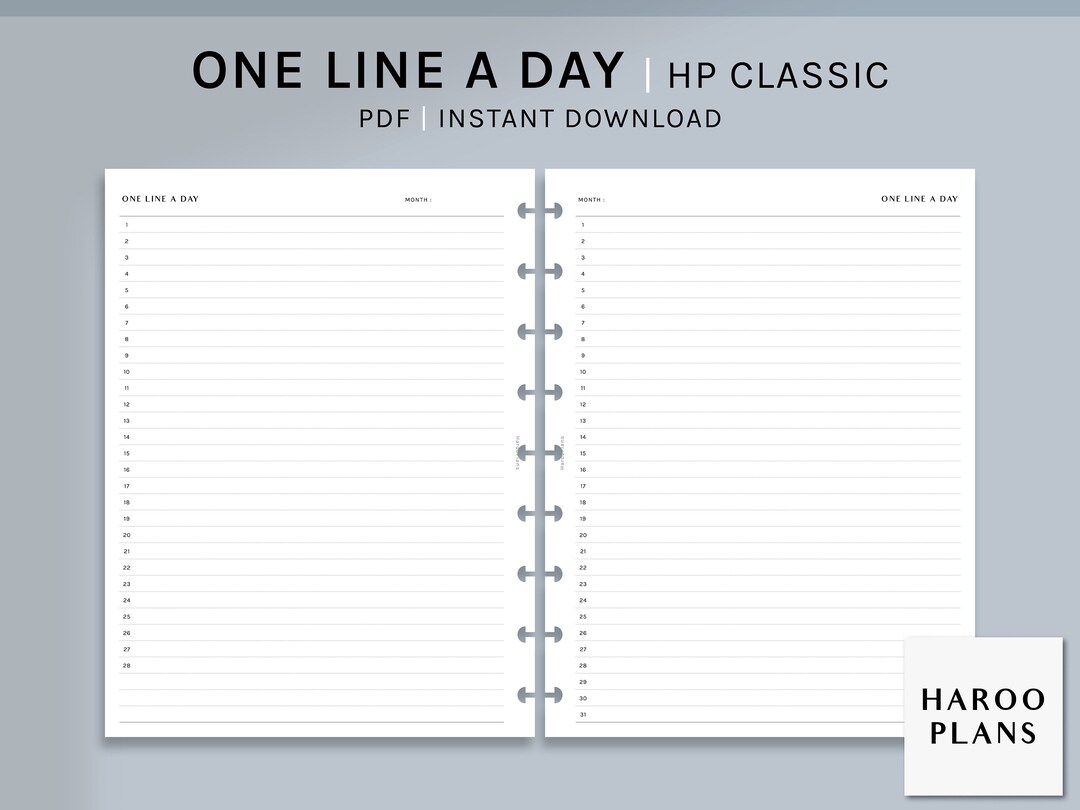 One Line A Day | HP Classic Printable Happy Planner Inserts | Simple ...