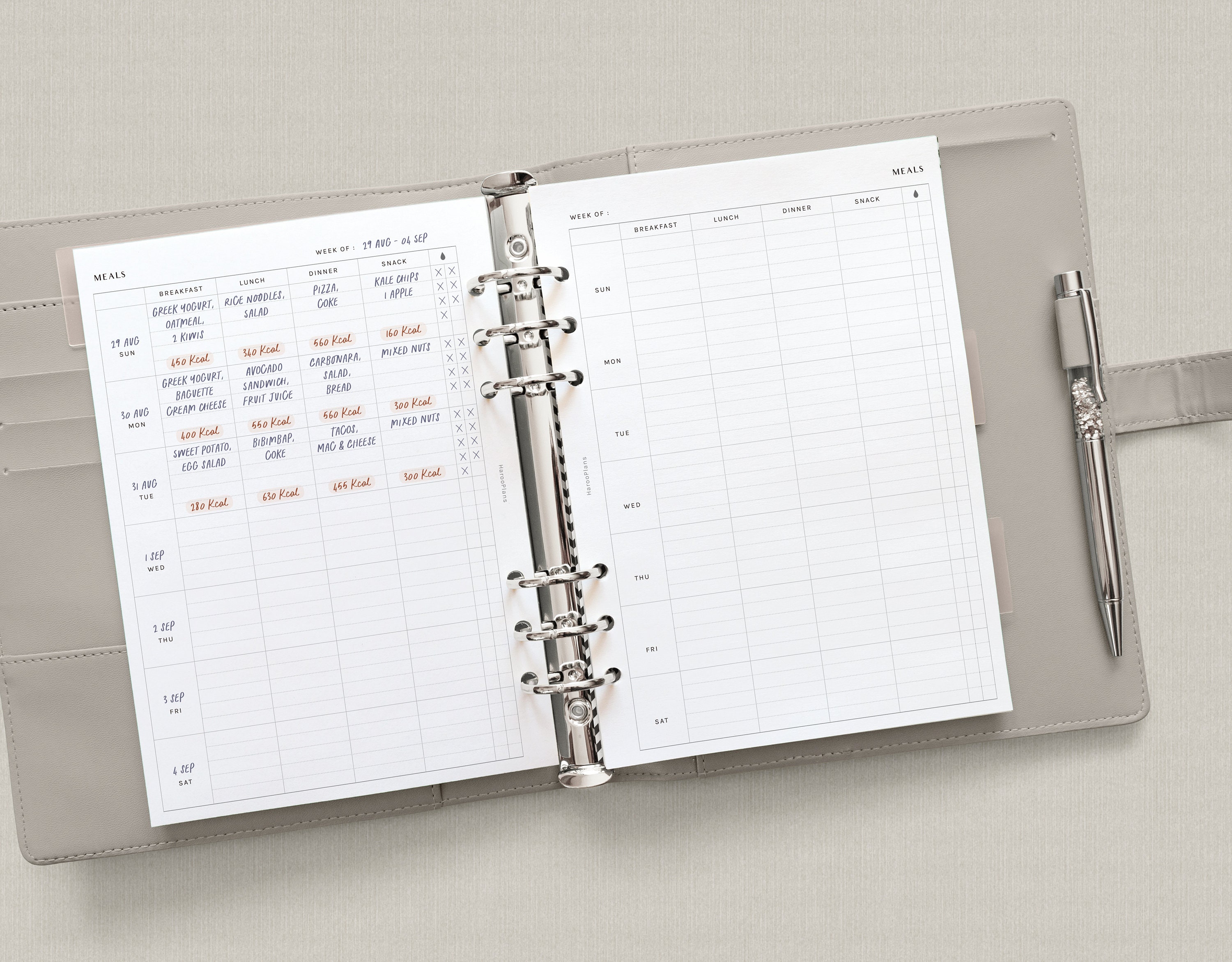 Weekly Meal Tracker A5 Printable Planner Inserts Food Log - Etsy