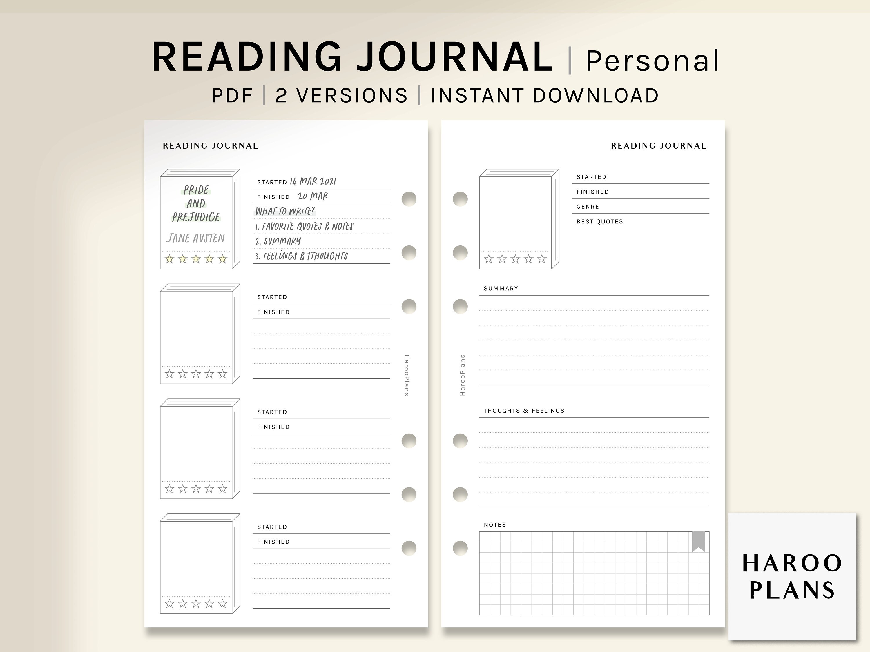 reading journal personal printable planner inserts book etsy singapore