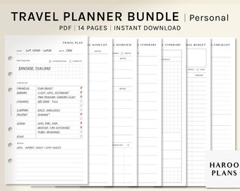 Travel Planner Bundle | Personal Printable Inserts | Trip Itinerary Template | Vacation Journal | Holiday Organizer Sheet | Digital Download