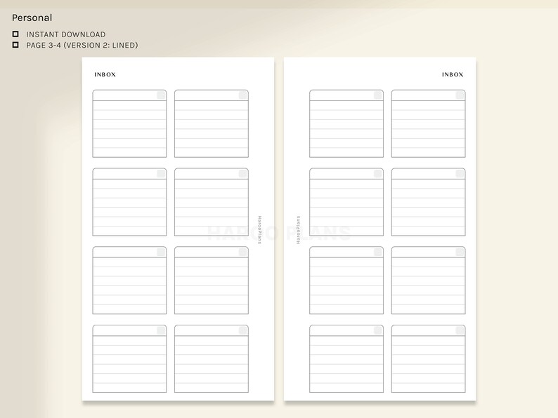 Inbox Personal Size Printable Planner Inserts Blank Box to - Etsy