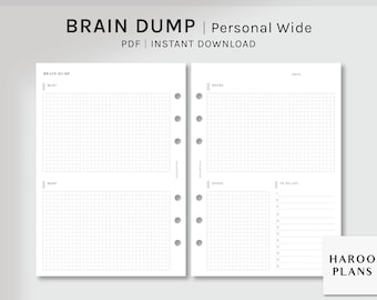 May include: A printable planner page with a gridded layout for brainstorming and note-taking. The page is divided into sections labelled "Must", "Want", "Maybe", "Other", and "To Do List". The page is designed for use with a personal wide planner.