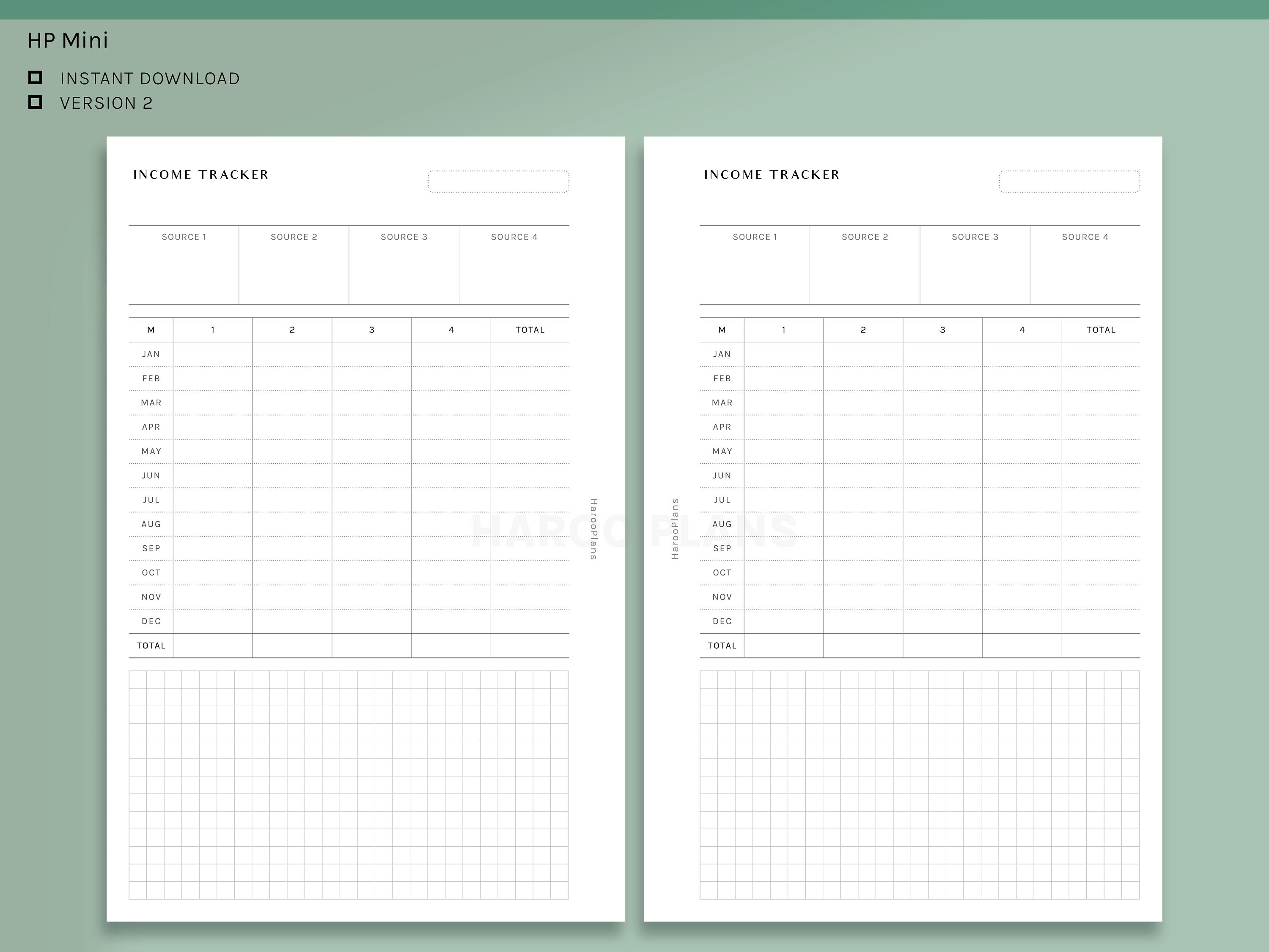 Income Tracker | HP Mini Printable Happy Planner Inserts | Money Log ...