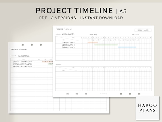 Project Timeline Sheet A5 Printable Planner Inserts Work - Etsy