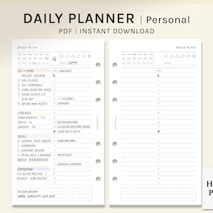 Daily Planner | Personal Printable Inserts | 24hours Schedule Template | Hourly Timetable Diary | Simple Organizer PDF | Digital Download