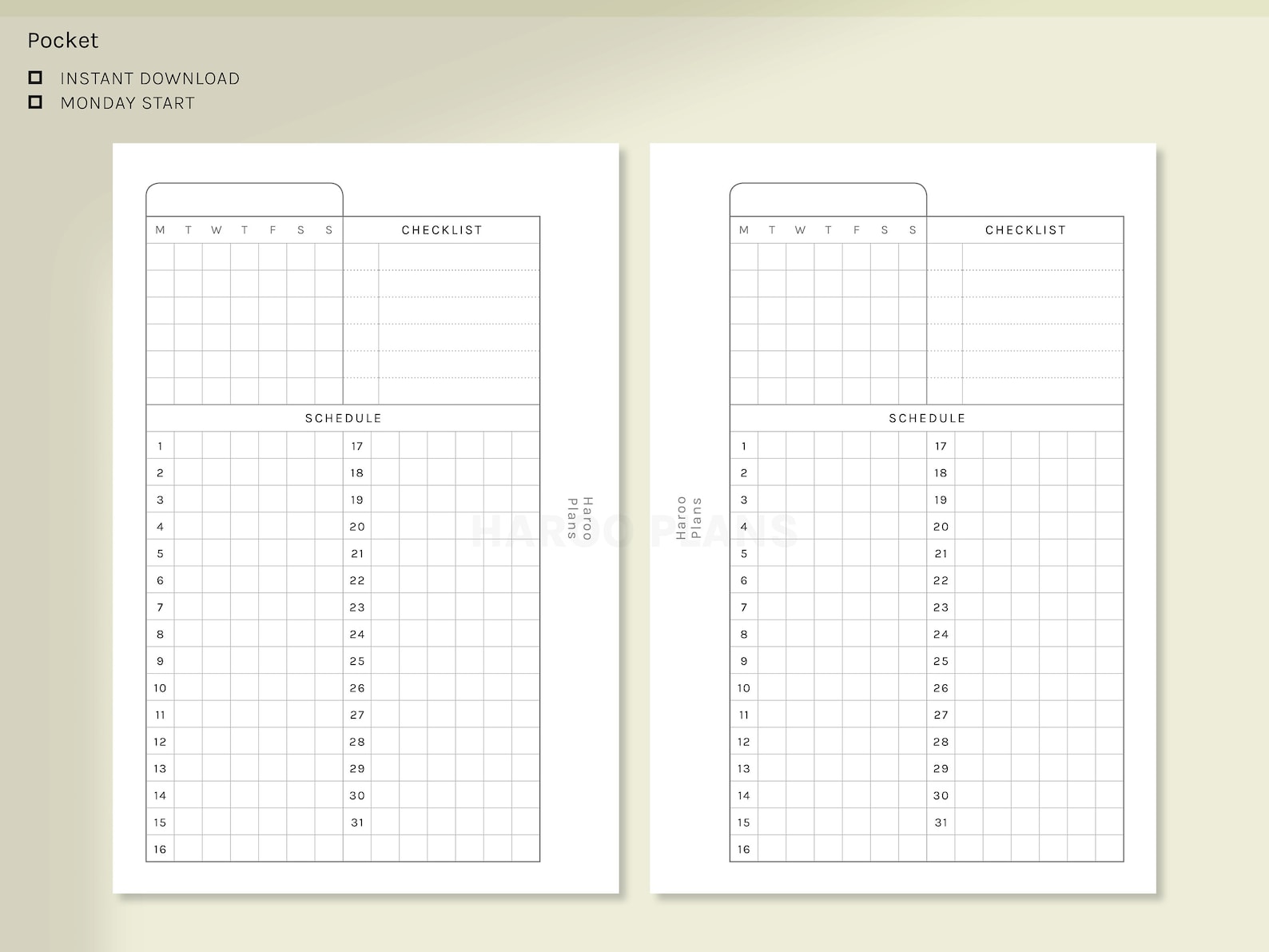 Monthly Planner Pocket Size Printable Inserts Undated - Etsy