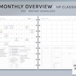 Monthly Overview | HP Classic Printable Happy Planner Inserts | MO1P Layout | Month on one page Template | Calendar PDF | Digital Download
