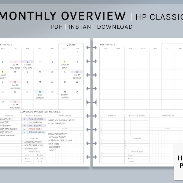 2025 Printable Calendar for Classic Hp Etsy