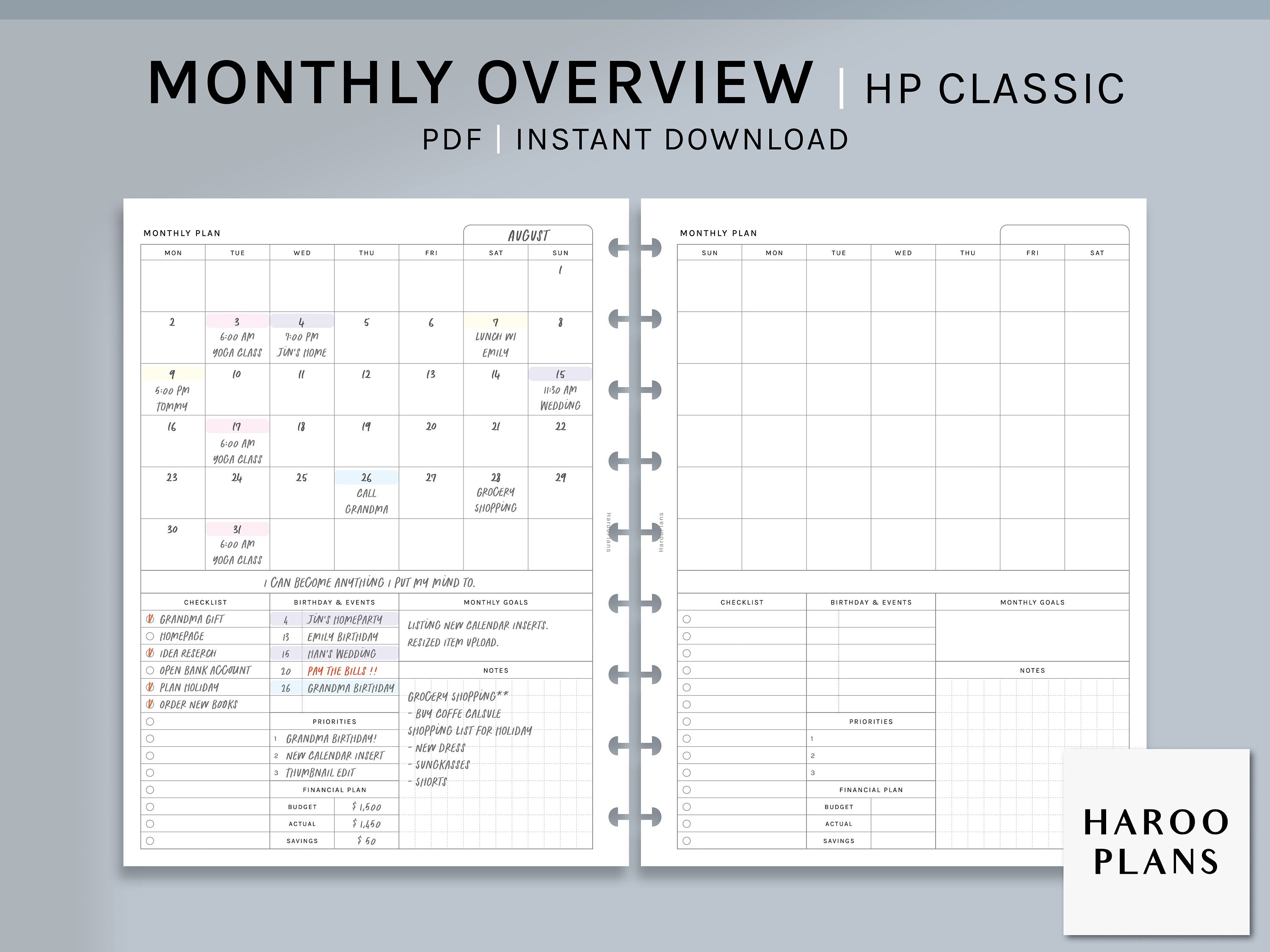 Classic Calendar Planner Stencil