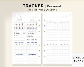 Monthly Tracker | Personal Printable Planner Inserts | Task Chores Log | Blank Goal Calendar Template | Habit Challenge | Digital Download