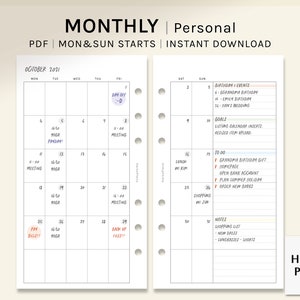 May include: A monthly planner with a calendar for October 2011. The calendar has a grid layout with days of the week listed across the top and dates listed down the side. There are notes and to-do lists on the right side of the page. The planner is designed for personal use and has a simple, minimalist style.