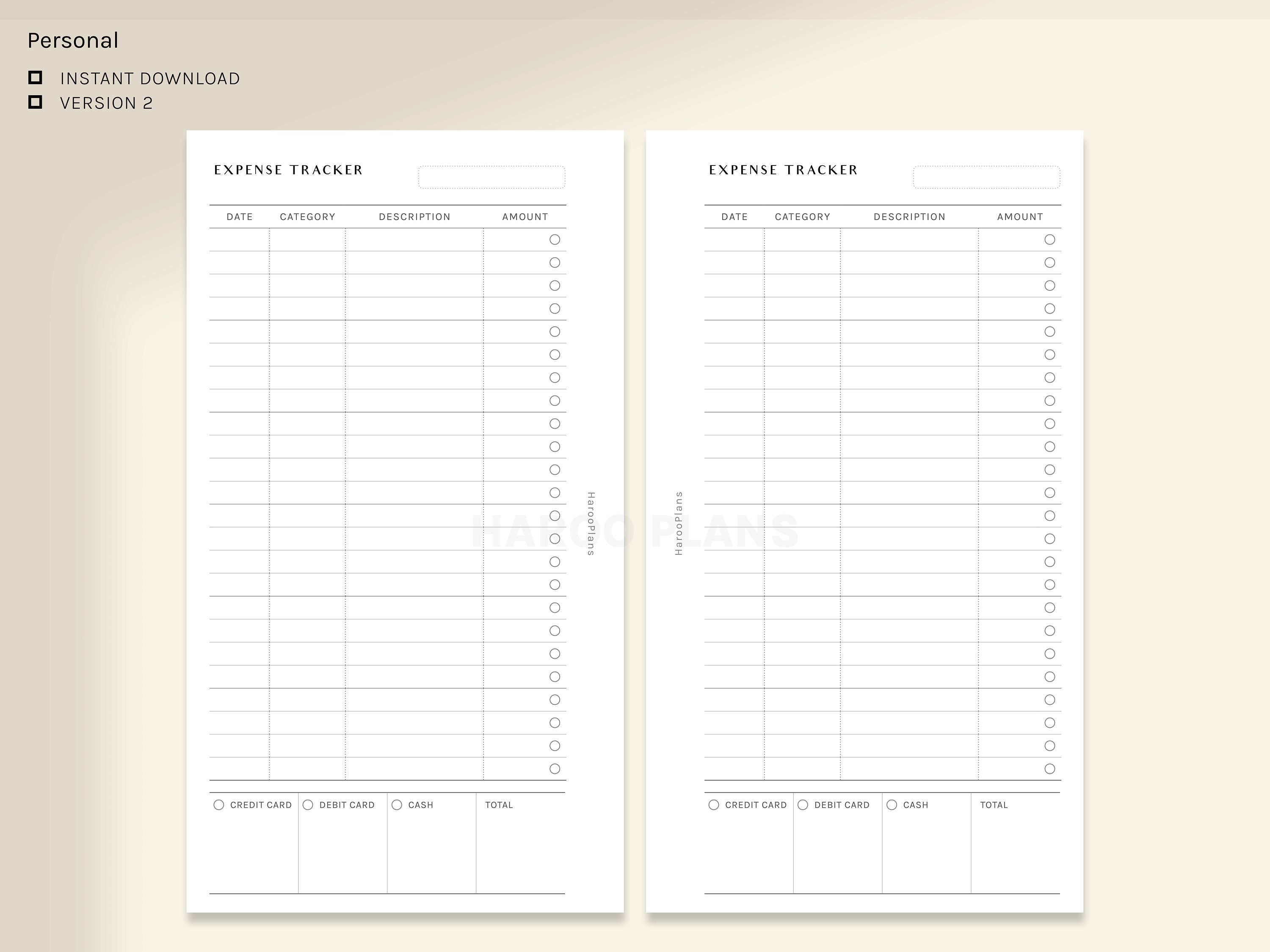 Expense Tracker | Personal Size Printable Inserts | Spending Log ...