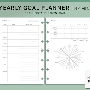 Doelplanner | HP mini printbare inserts | Life Goal Setting Journal Sjabloon | Jaarlijks actieplan Organisator PDF-| Digitale download