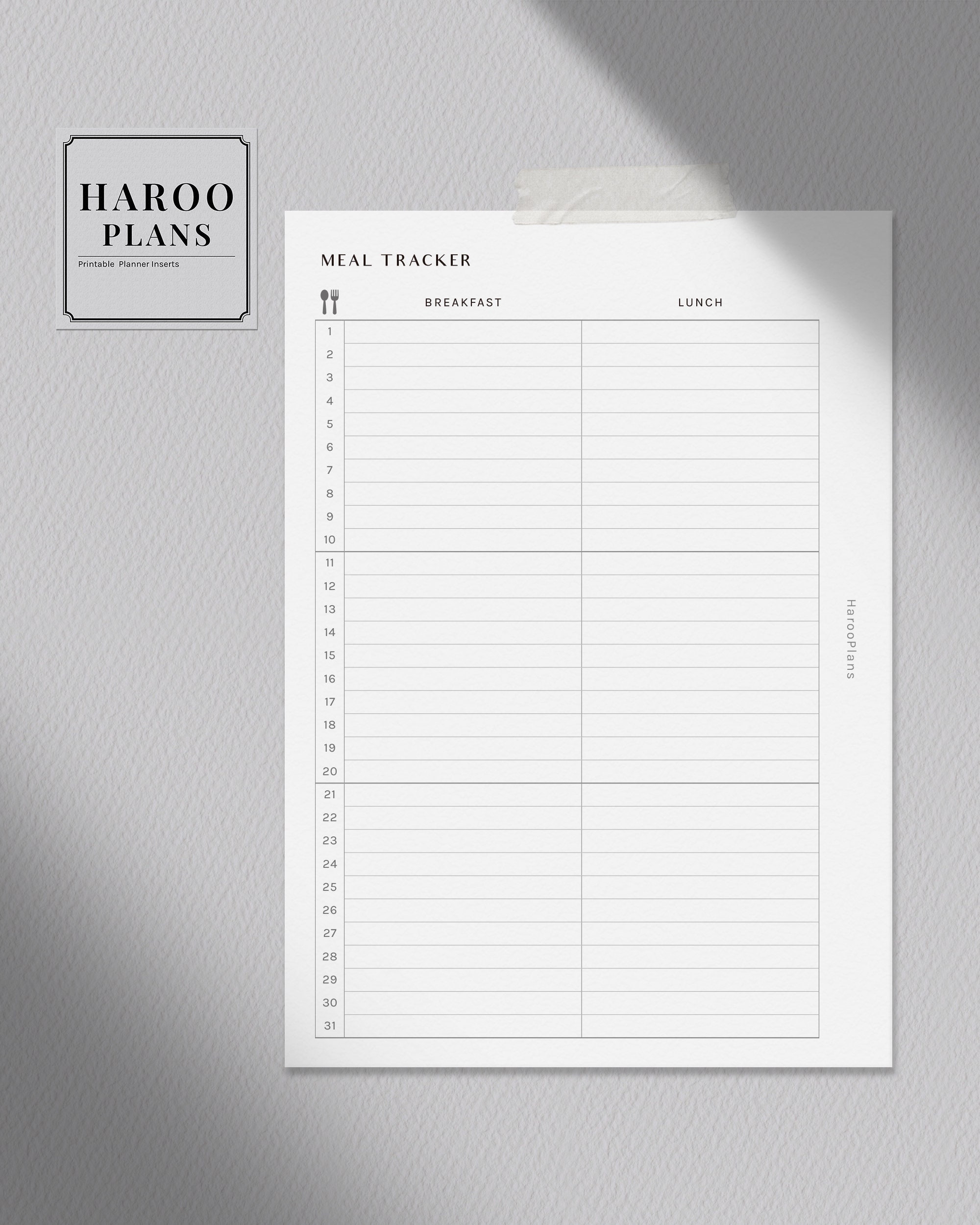Monthly Meal Tracker | A6 Printable Planner Inserts | MO2P Diet Menu ...